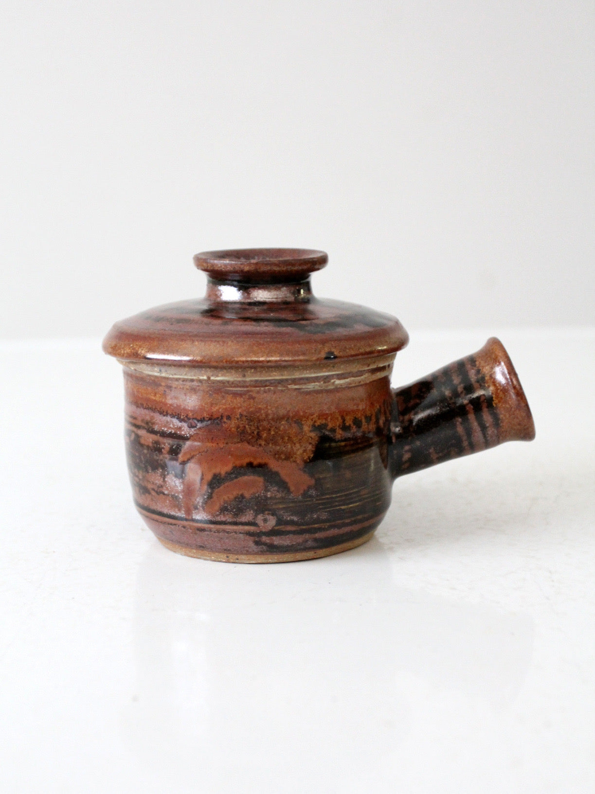 vintage studio pottery lidded bowl