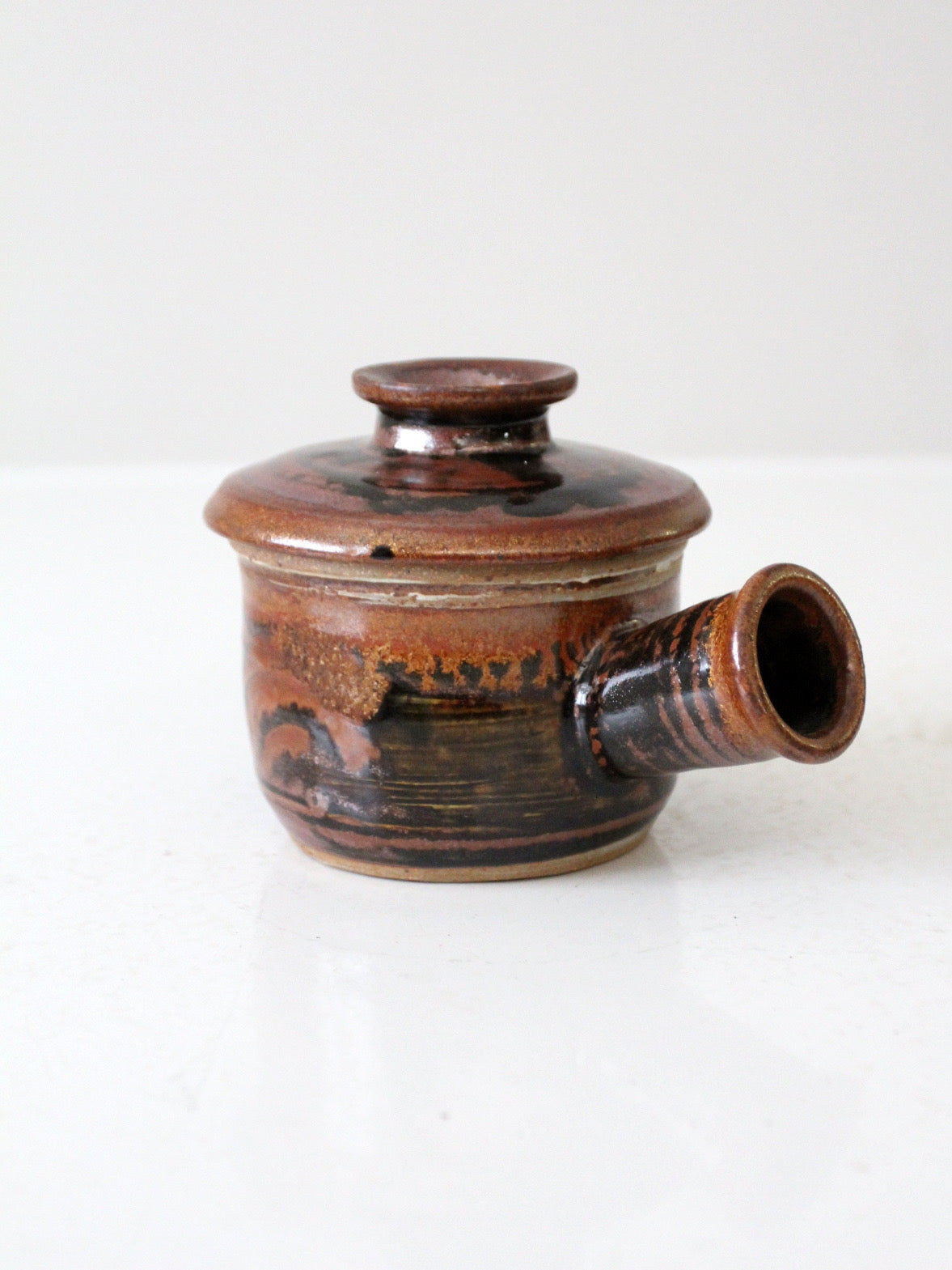 vintage studio pottery lidded bowl