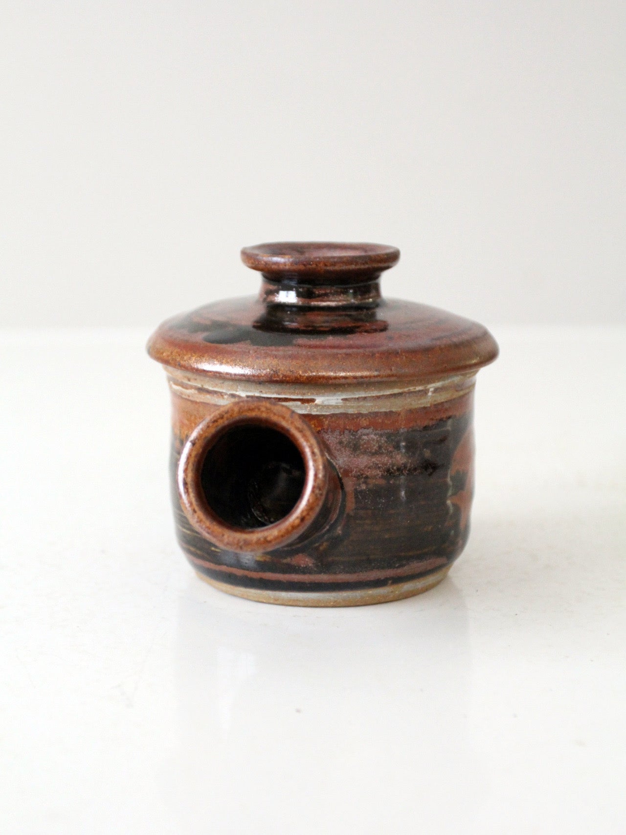vintage studio pottery lidded bowl