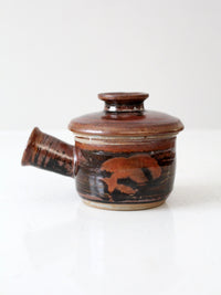 vintage studio pottery lidded bowl