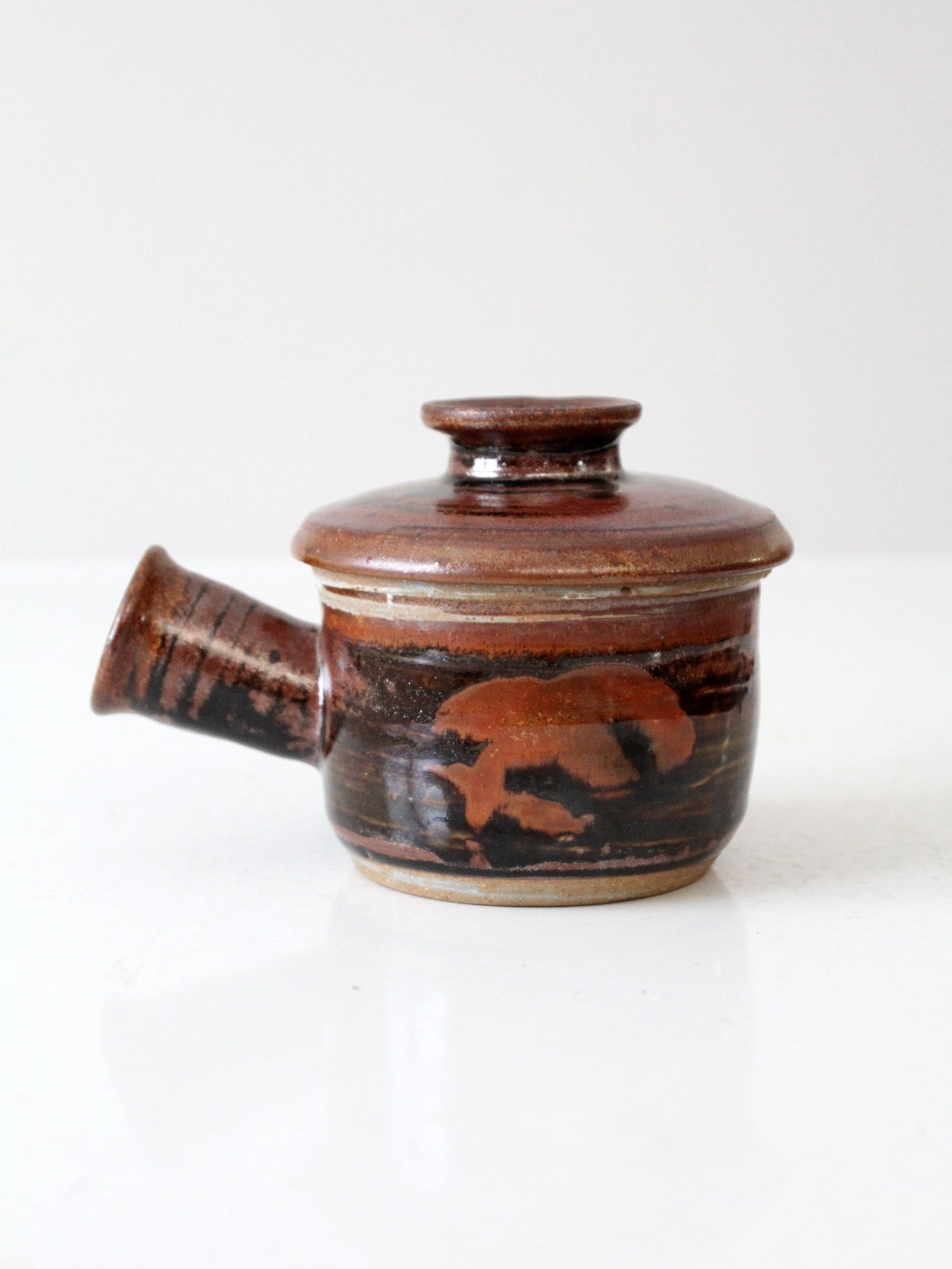 vintage studio pottery lidded bowl