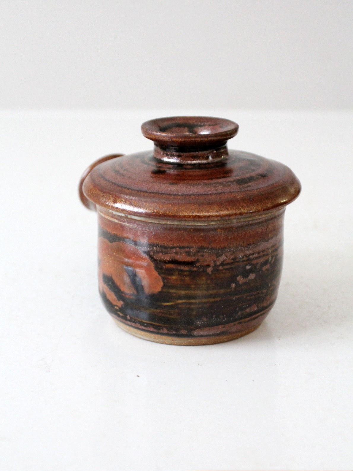vintage studio pottery lidded bowl