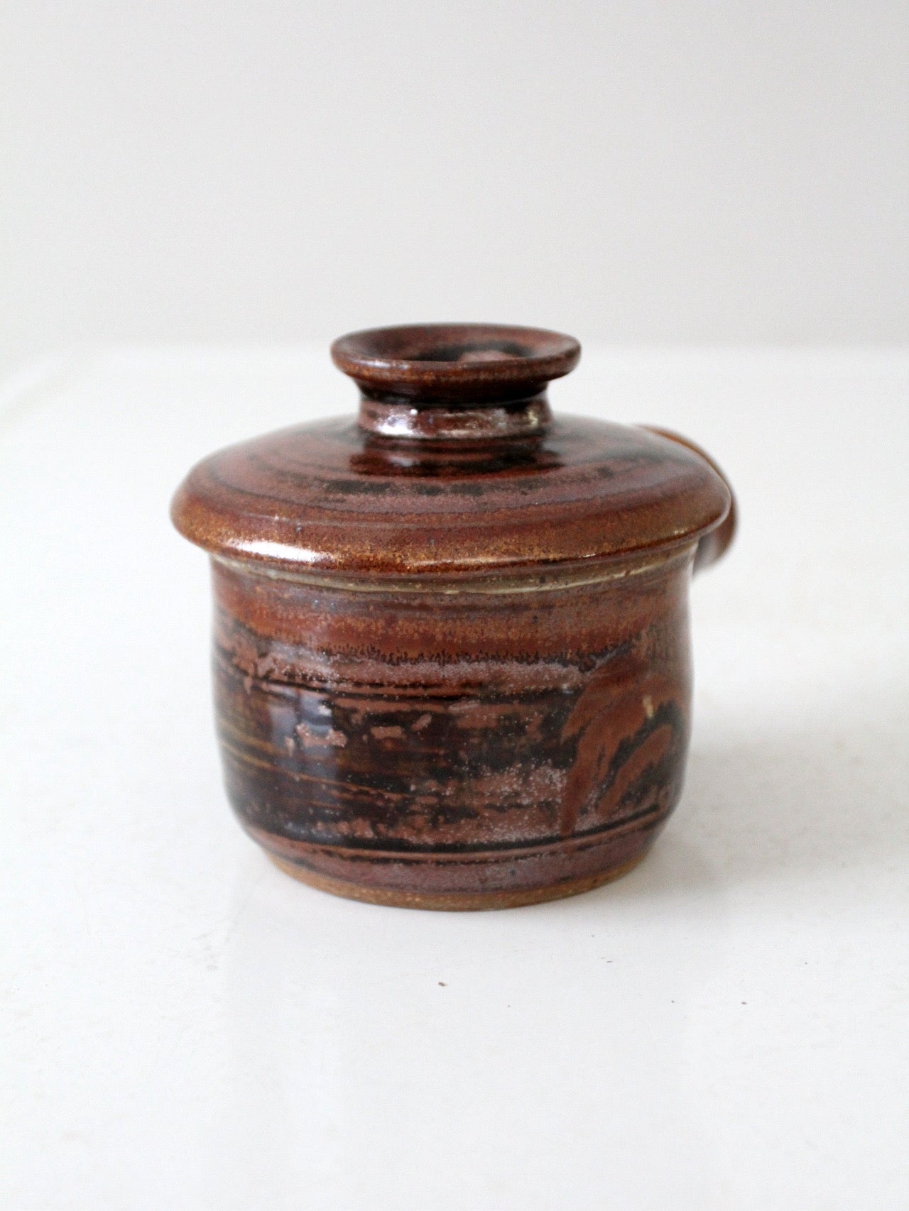 vintage studio pottery lidded bowl