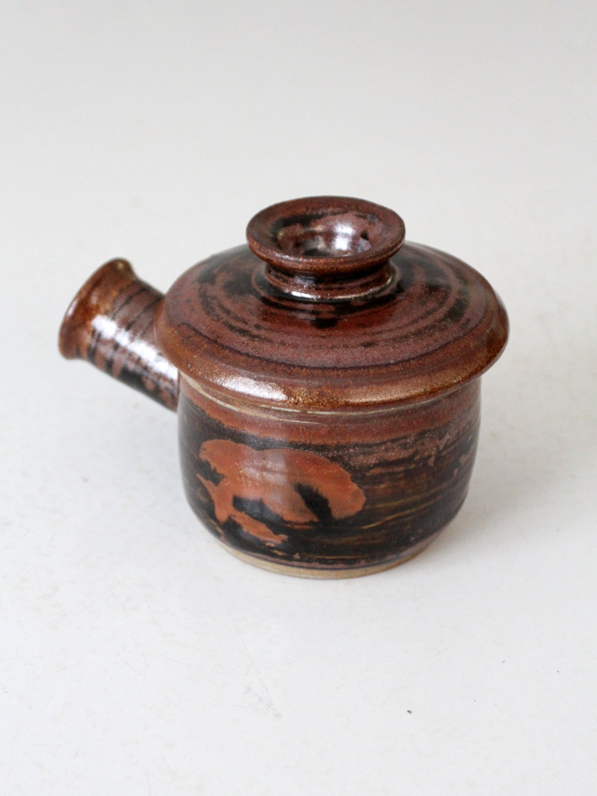 vintage studio pottery lidded bowl