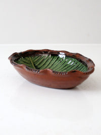 vintage Mexican Pottery Leaf dish