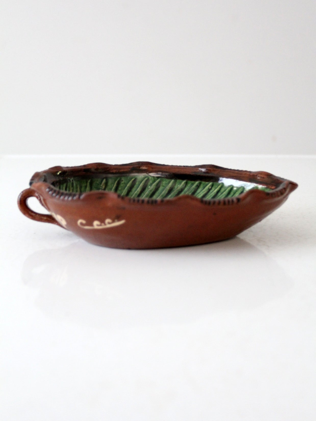 vintage Mexican Pottery Leaf dish
