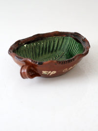 vintage Mexican Pottery Leaf dish