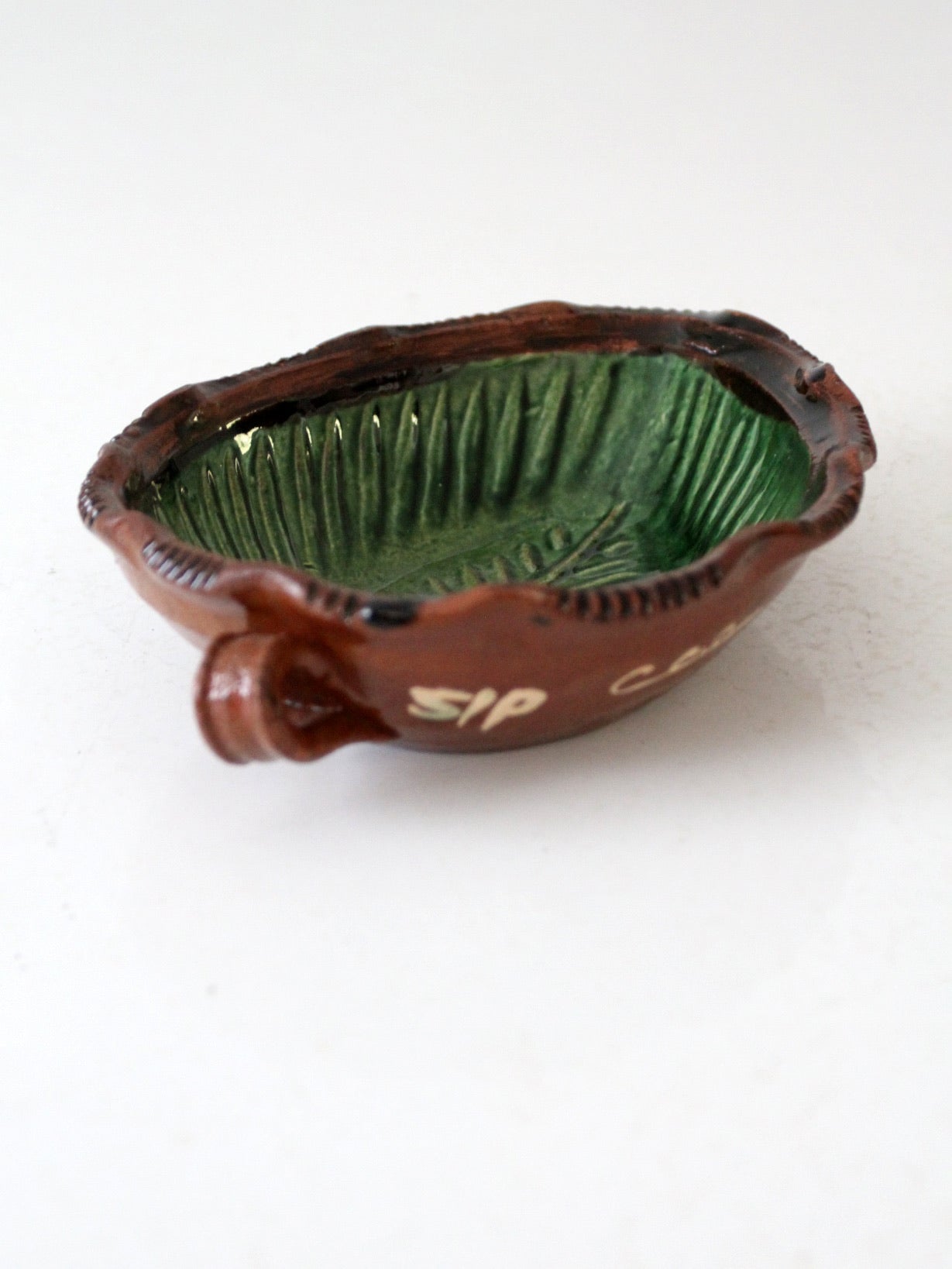 vintage Mexican Pottery Leaf dish