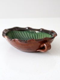 vintage Mexican Pottery Leaf dish