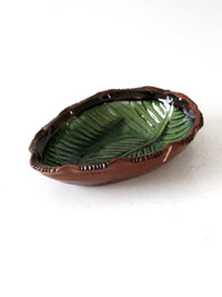 vintage Mexican Pottery Leaf dish