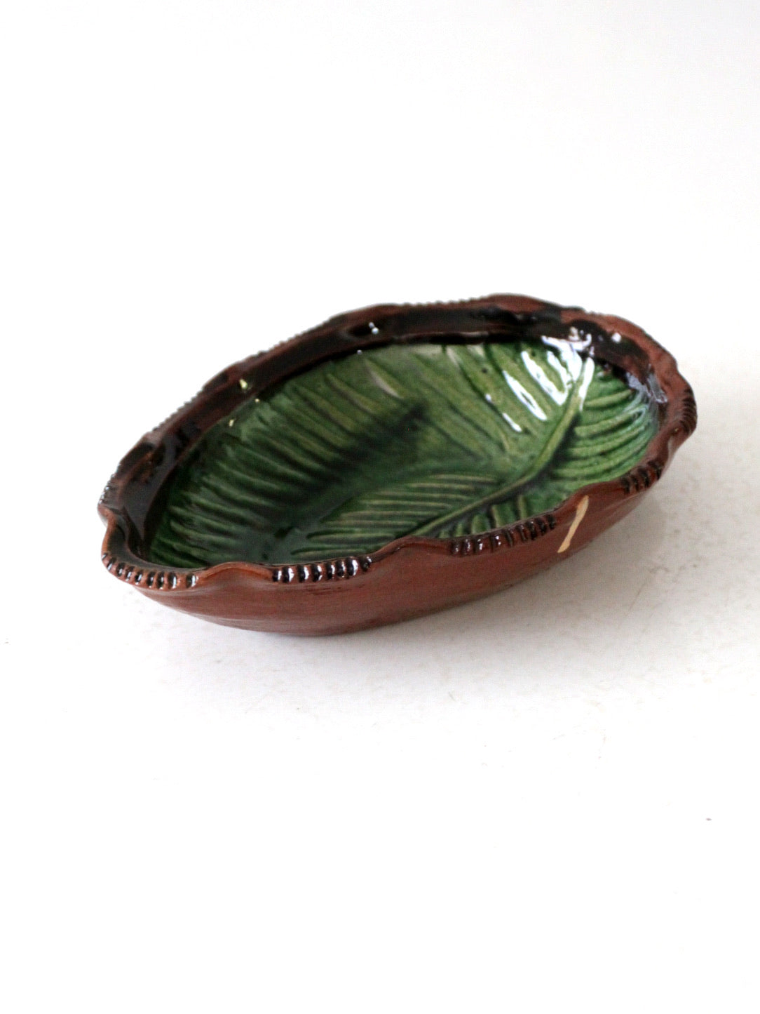 vintage Mexican Pottery Leaf dish