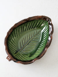vintage Mexican Pottery Leaf dish