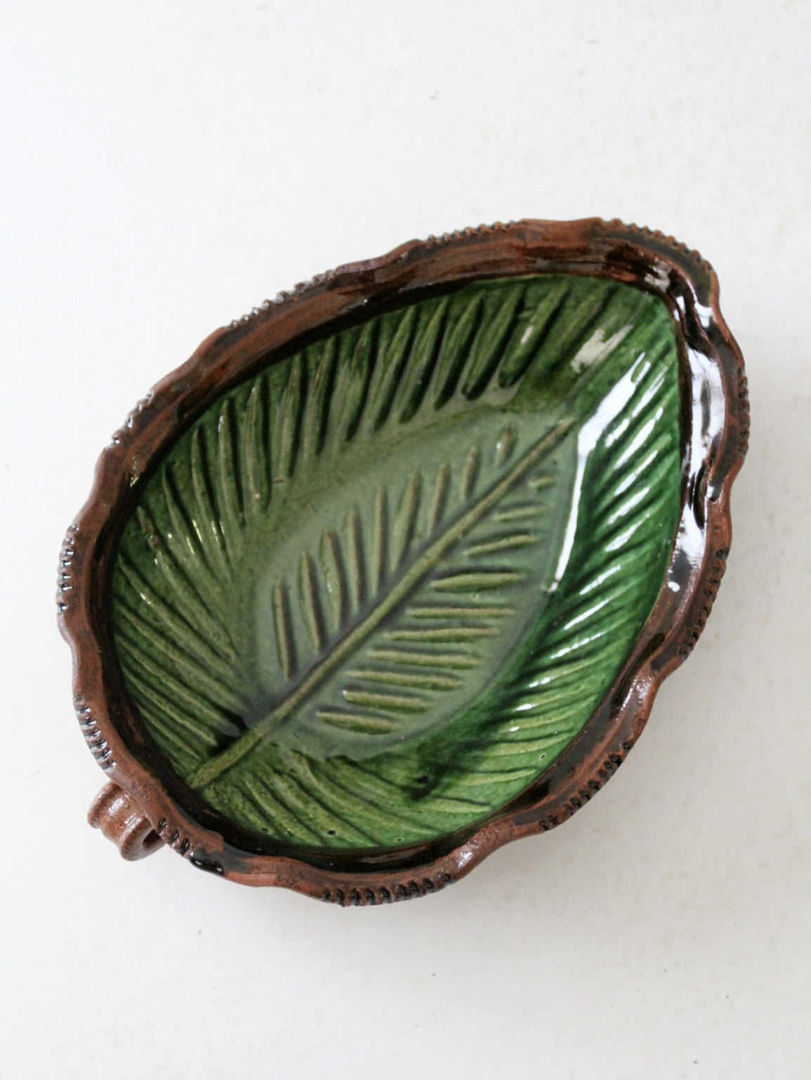 vintage Mexican Pottery Leaf dish