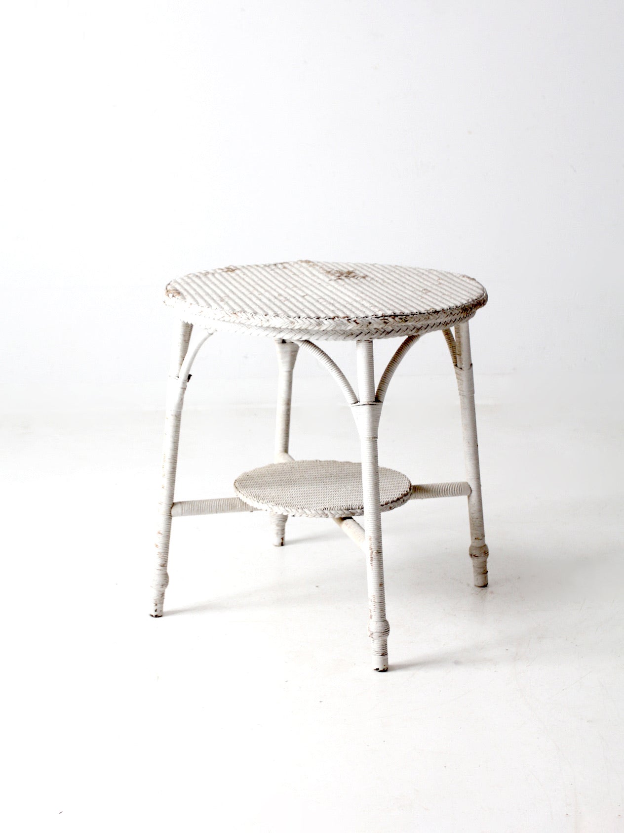 antique white wicker accent table