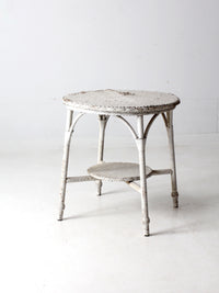 antique white wicker accent table
