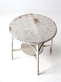 antique white wicker accent table