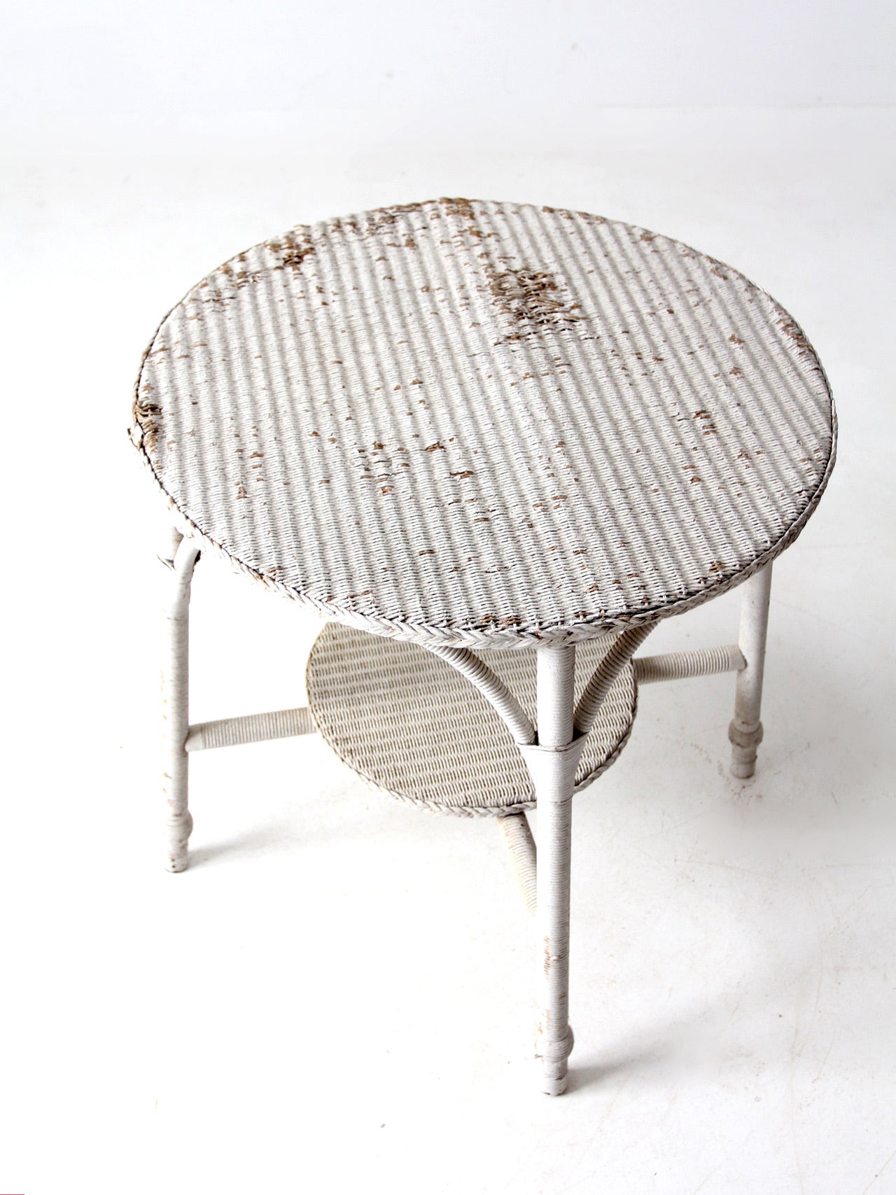 antique white wicker accent table