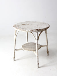 antique white wicker accent table