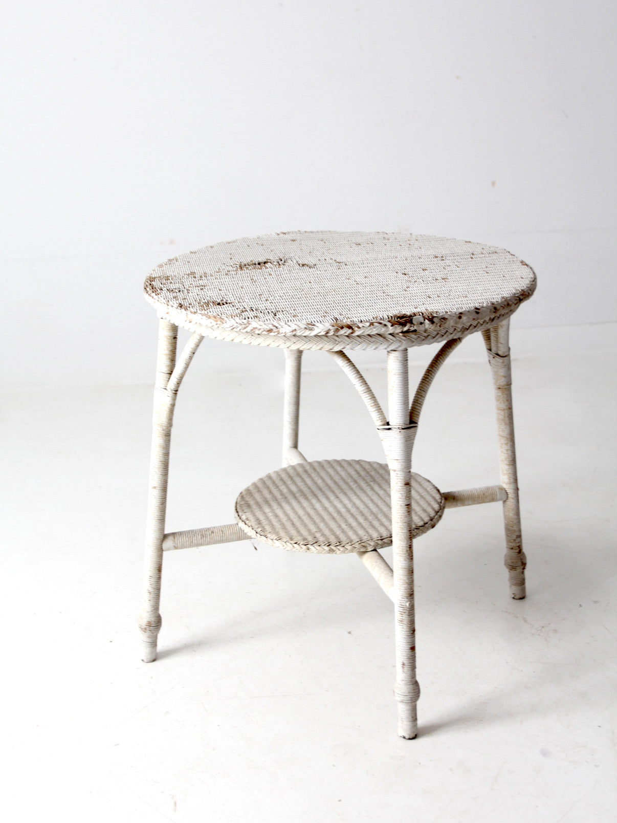 antique white wicker accent table
