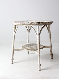 antique white wicker accent table