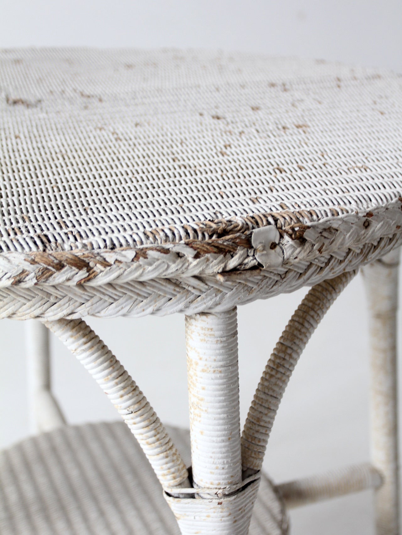 antique white wicker accent table