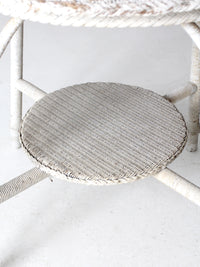 antique white wicker accent table