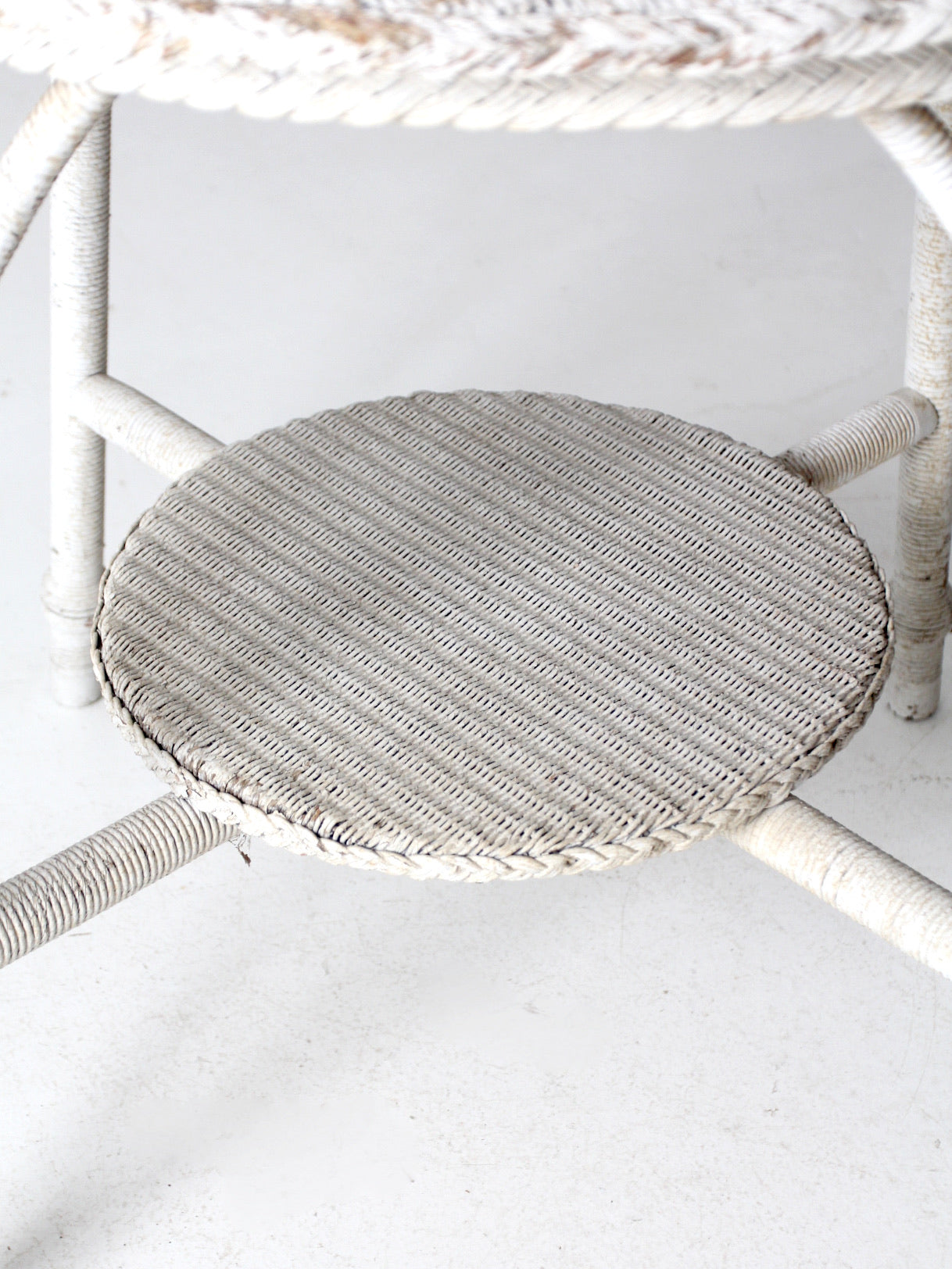 antique white wicker accent table