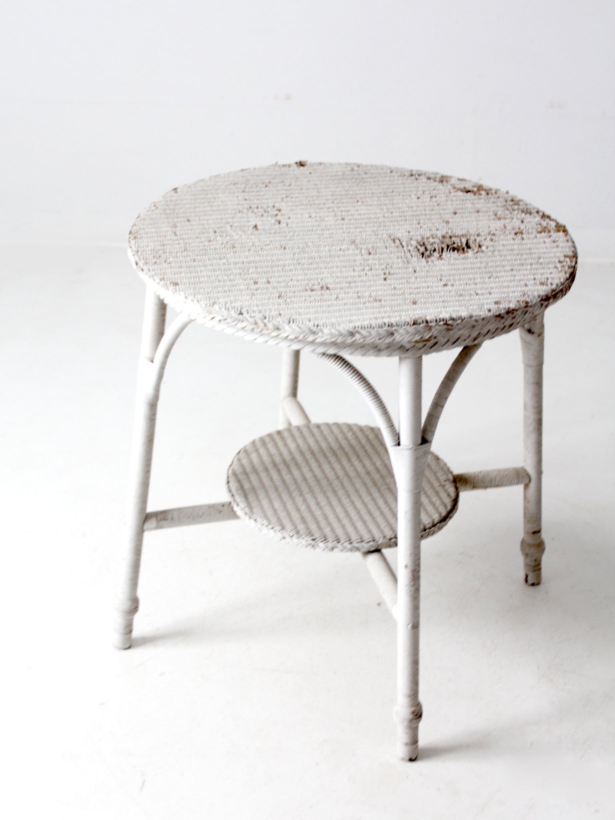 antique white wicker accent table