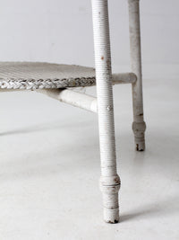 antique white wicker accent table