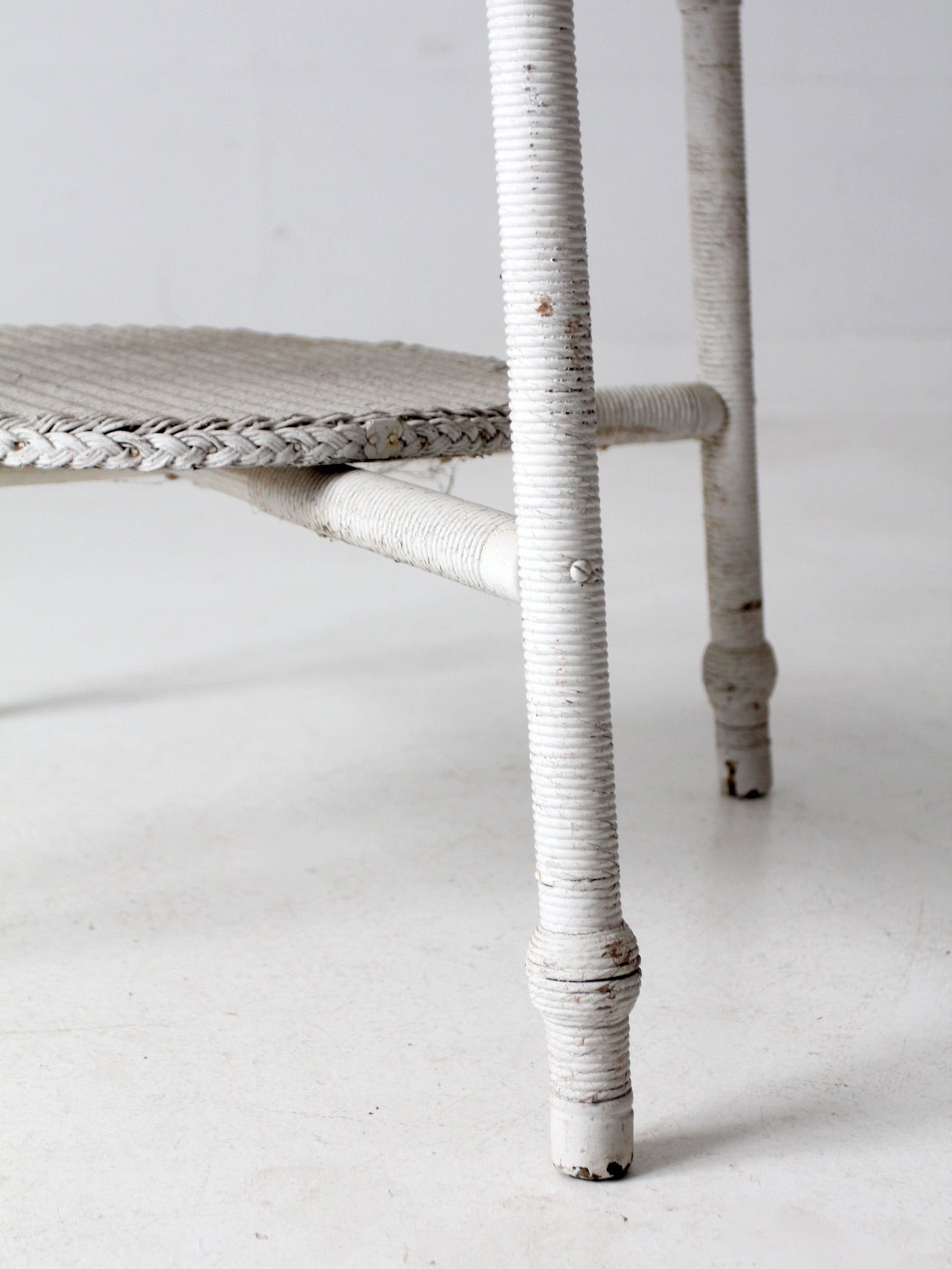 antique white wicker accent table