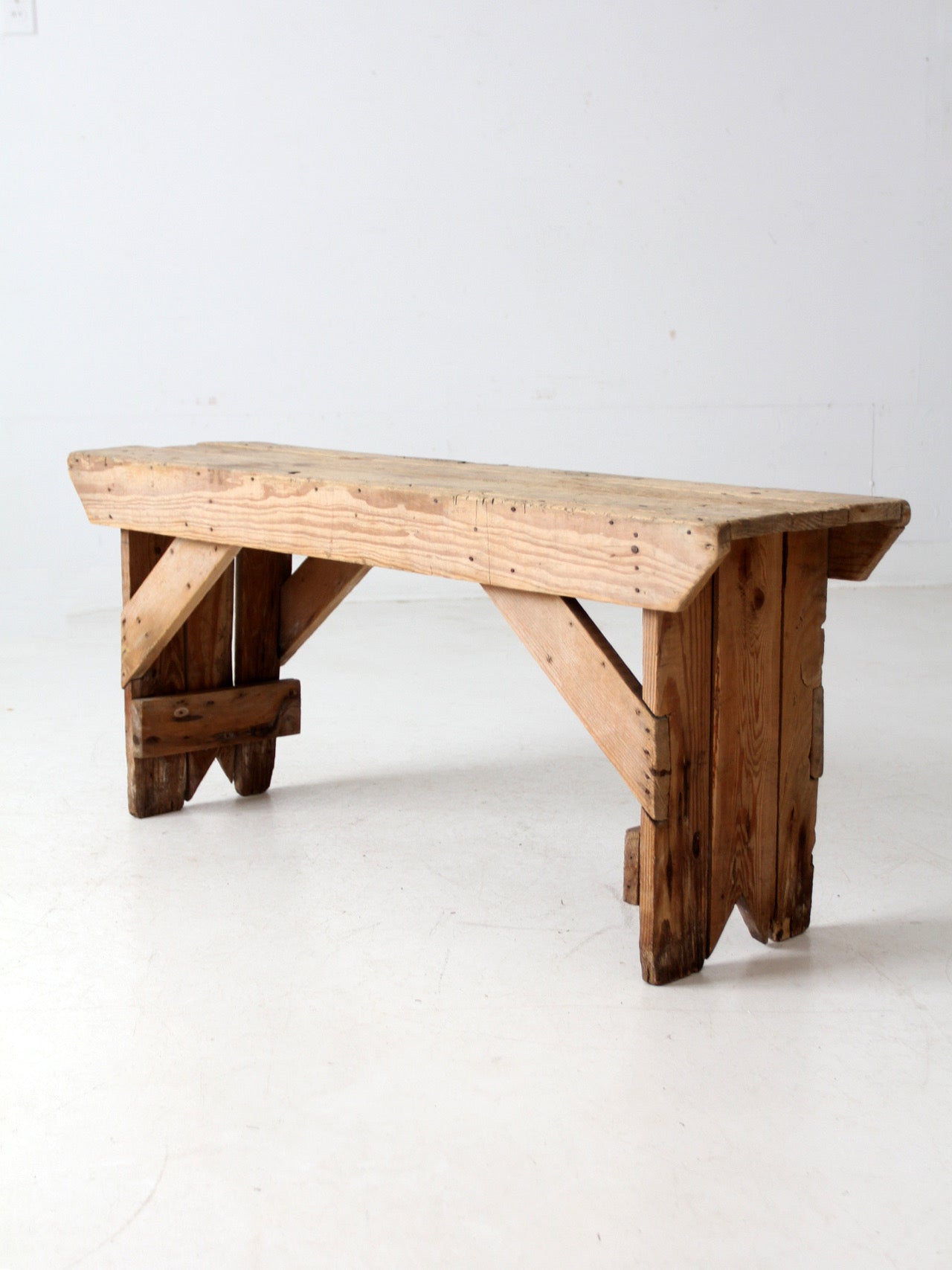 antique wood farmhouse bench