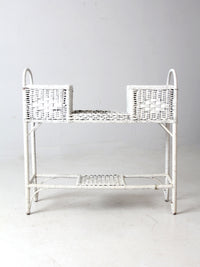 antique white wicker planter basket stand