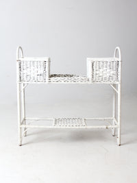 antique white wicker planter basket stand