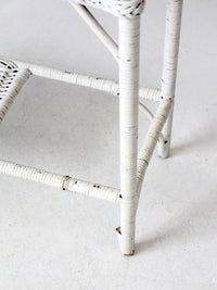 antique white wicker planter basket stand