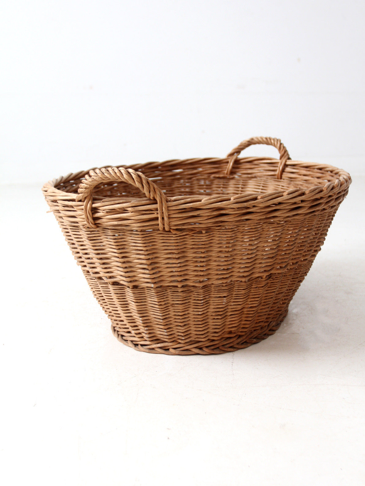 antique wicker laundry basket