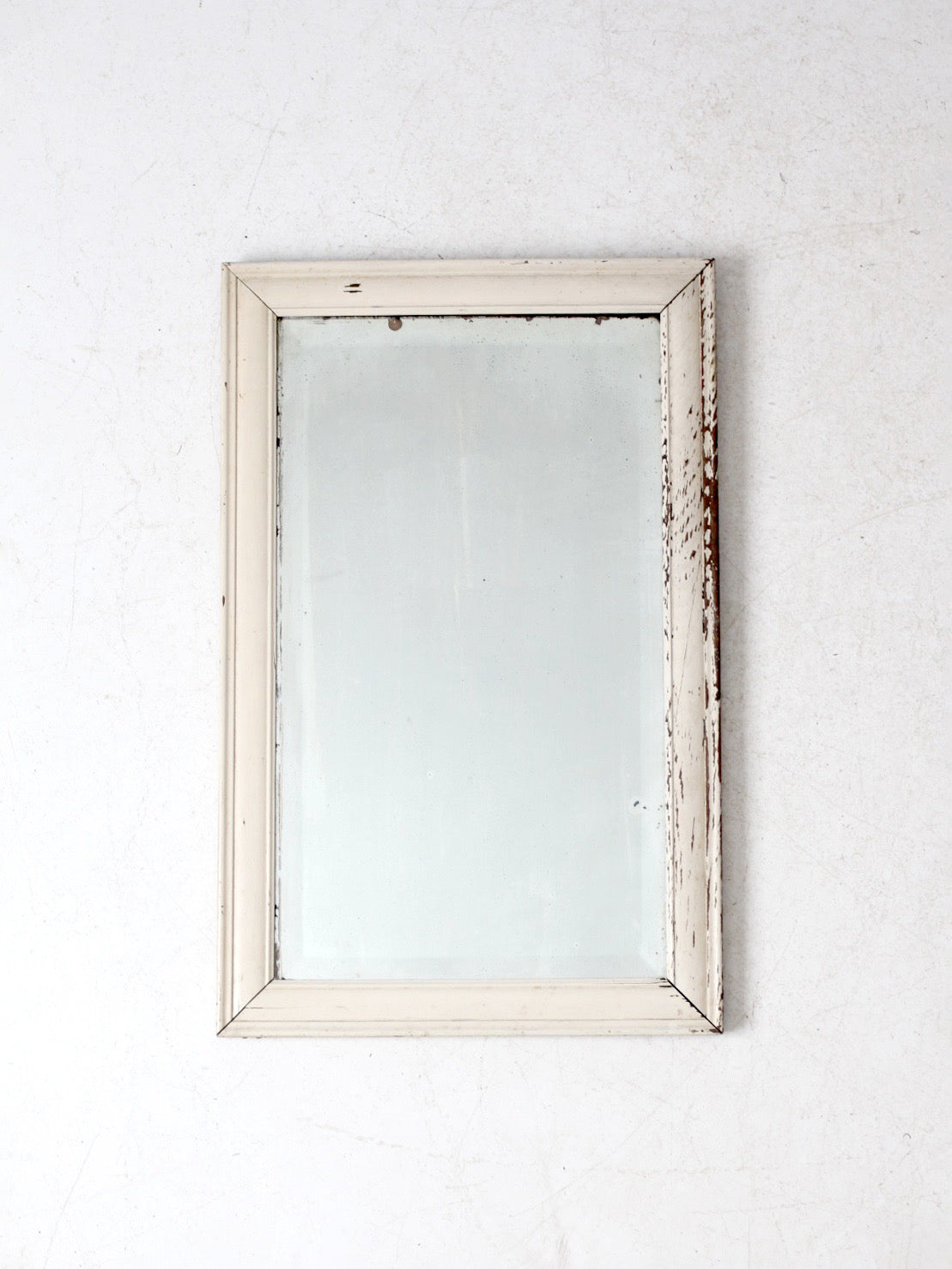 antique beveled glass mirror with painted wood frame