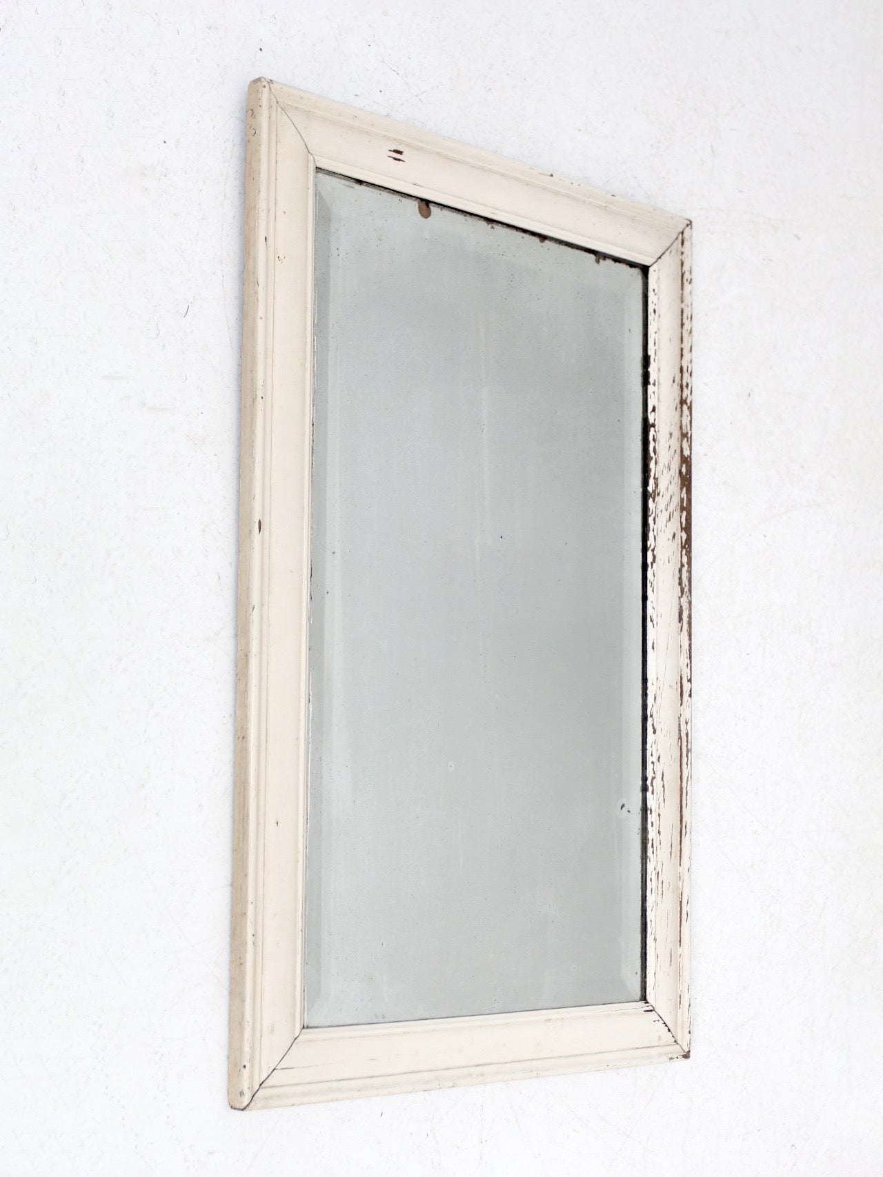 antique beveled glass mirror with painted wood frame