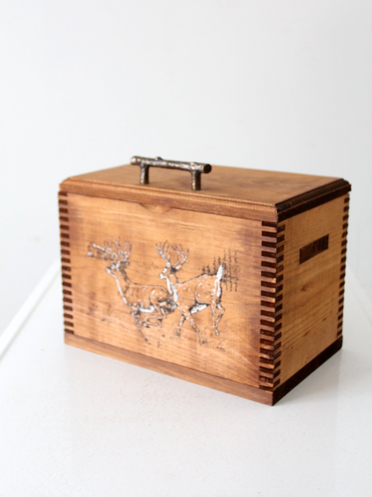 vintage handmade rustic deer box