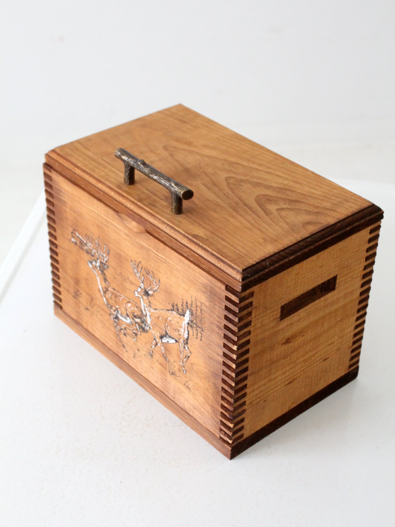 vintage handmade rustic deer box