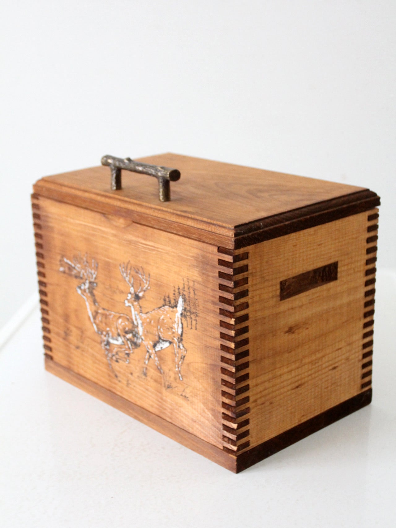 vintage handmade rustic deer box