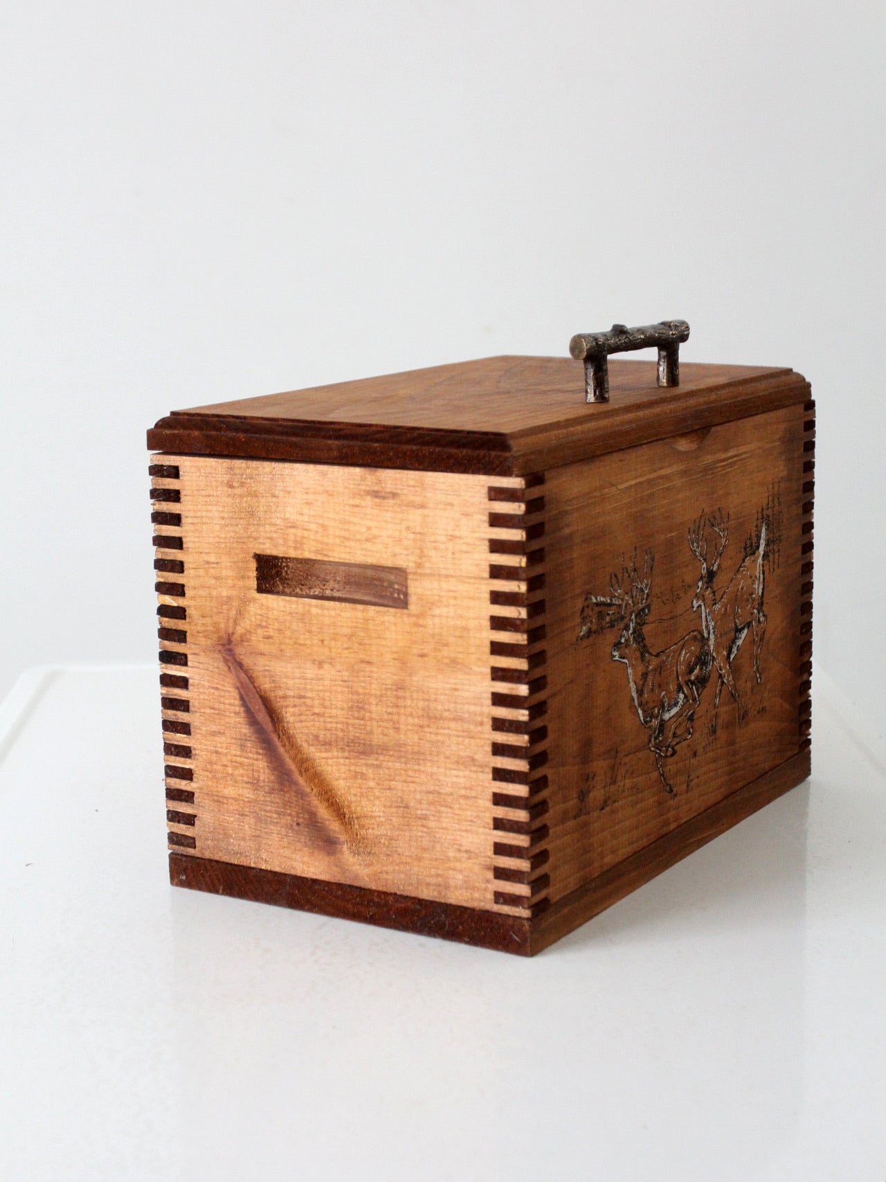 vintage handmade rustic deer box