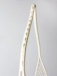 antique wicker planter basket stand with hanging hook