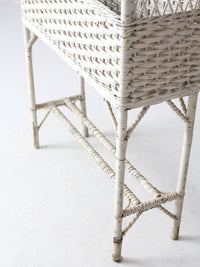 antique wicker planter basket stand with hanging hook