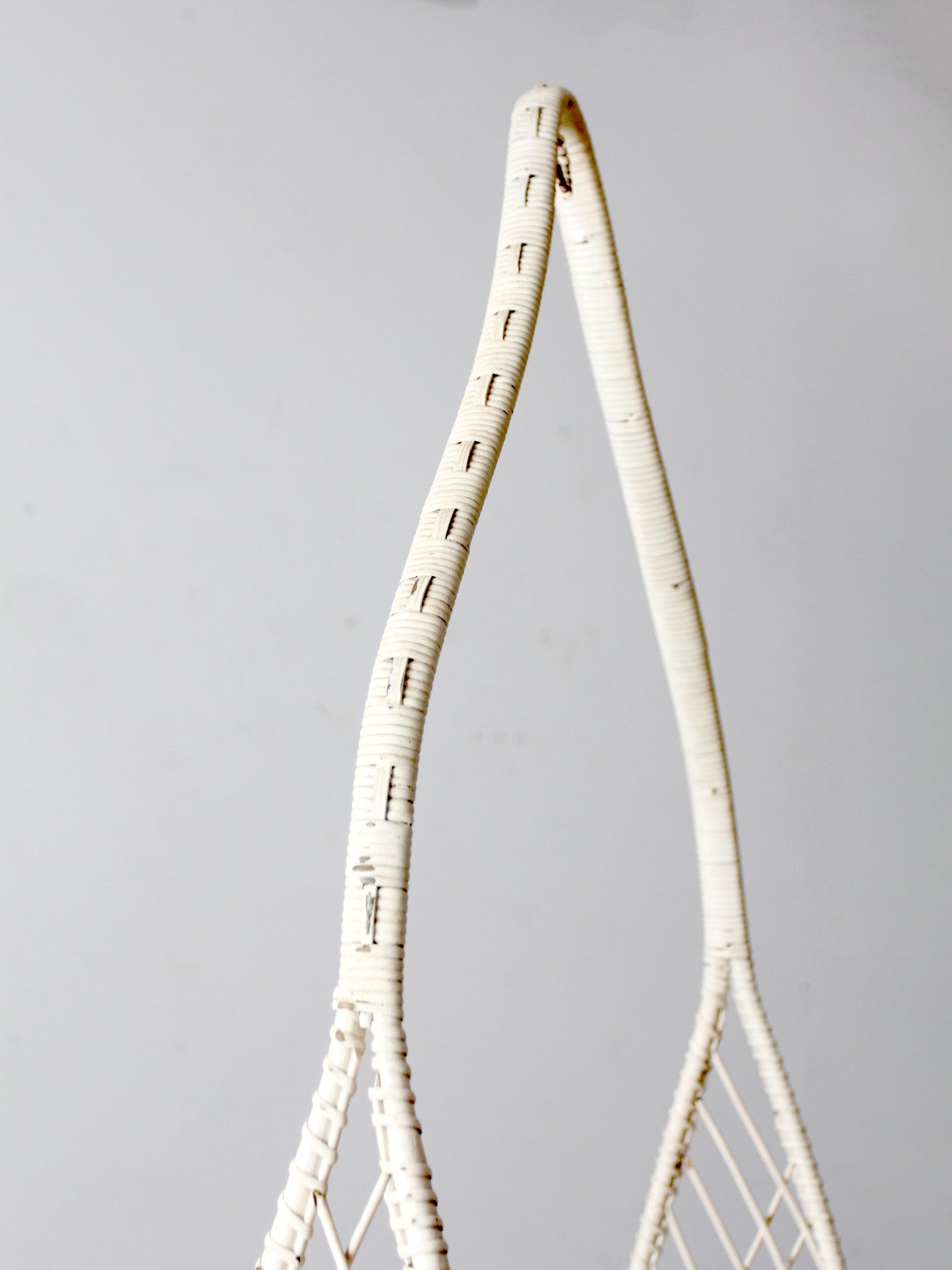 antique wicker planter basket stand with hanging hook