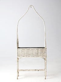antique wicker planter basket stand with hanging hook