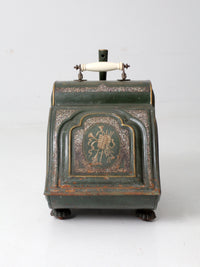 antique coal box with mother of pearl inlay
