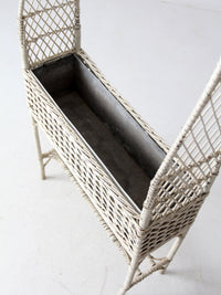 antique wicker planter basket stand with hanging hook