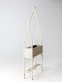 antique wicker planter basket stand with hanging hook