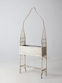 antique wicker planter basket stand with hanging hook
