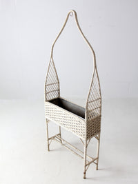 antique wicker planter basket stand with hanging hook